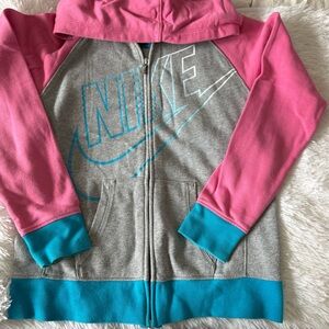 Nike Kids Hoodie in Pink, Gray, and Teal